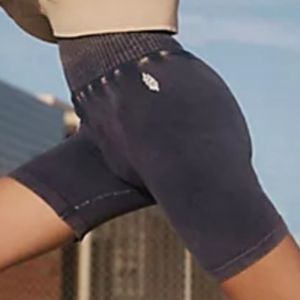 Nwot Free People Movement Good Karma Ruched Shorts  Washed Black Size M